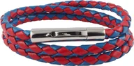 Naszyjniki męskie - Skórzany naszyjnik męski czerwony niebieski 17-100 cm długości pleciony, długość:17 cm, szerokość:4 mm, typ zapięcia:zapięcie dźwigniowe srebrne - miniaturka - grafika 1