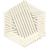 Dekoracje i nakrycia stołu na imprezę - Talerzyki Papierowe Biało Złote 19cm 6Szt - miniaturka - grafika 1