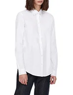 Bluzki damskie - Armani Exchange Damska luźna i elegancka bluzka, Biały (optyczny biały 1000), S - miniaturka - grafika 1