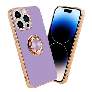Pokrowiec Do Apple iPhone 14 PRO Etui w Glossy Jasny Fiolet - Złoto magnetycznym Obudowa Case Cover Ochronny Cadorabo - Etui i futerały do telefonów - miniaturka - grafika 1