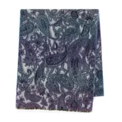 Apaszki i szaliki męskie - Damski szal w motyw orientu niebiesko - fioletowy - miniaturka - grafika 1