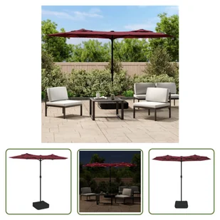 The Living Store Podwójny parasol ogrodowy z LED - bordowy - 316x240 cm - Parasol Ogrodowy - Parasole ogrodowe - miniaturka - grafika 1