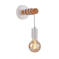 Lampy ścienne - Kinkiet lampa ścienna lampa na ścianę drewniana biała LED E27 - miniaturka - grafika 1