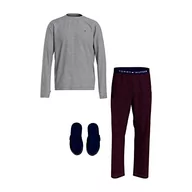 Spodenki męskie - Tommy Hilfiger Męskie spodnie Ls Zestaw Pakiety na prezenty, Średnioszare Ht/Głęboki Burgundowy, M, Mid Grey Ht/Deep Burgundy, M - miniaturka - grafika 1