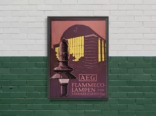 Plakat AEG Flammeco Lampen futro Fabrikbeleuchtung okładka broszury - Plakaty Plakat AEG Flammeco Lampen futro Fabrikbeleuchtung okładka broszury - Plakaty - miniaturka - grafika 1