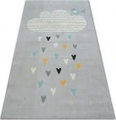 Dywany dla dzieci - Dywany Łuszczów Dywan PASTEL 18409/652 - Chmurka Serduszka Ptaszek szary krem turkus, 120x170 cm - miniaturka - grafika 1