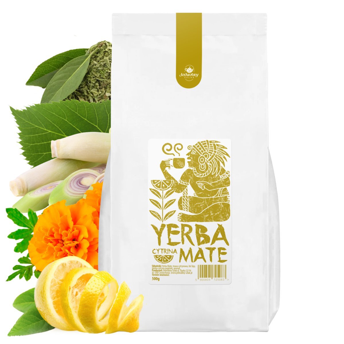 YERBA MATE 500g CYTRYNA green ENERGIA do bombilla TRAWA CYTRYNOWA tea