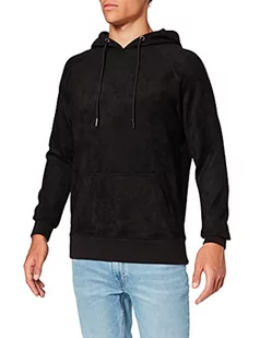 Urban Classics Męska bluza z kapturem ze sztucznego zamszu, Czarny (czarny 7), L - Bluzy męskie - miniaturka - grafika 1