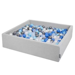KiddyMoon, suchy basen kwadratowy z piłeczkami 7cm 120x30 jasnoszary: perła-niebieski-babyblue-transparent-srebrny 120x30/1000piłek - Suche baseny - miniaturka - grafika 1