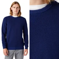 Swetry męskie - Wrangler TWO TONE CREW Medieval Blue GRANATOWY SWETER REGULAR FIT L - miniaturka - grafika 1