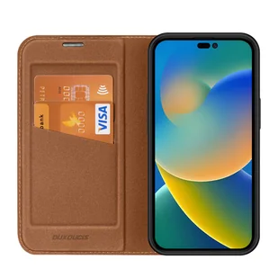 Dux Ducis Skin X2 etui do iPhone 14 Pro pokrowiec z magnetyczną klapką brązowy - Etui i futerały do telefonów - miniaturka - grafika 3