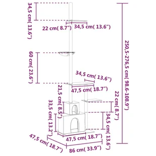Drzewko dla kota, do sufitu, ciemnoszare, 250,5-276,5 cm Lumarko! - Drapaki dla kotów - miniaturka - grafika 10