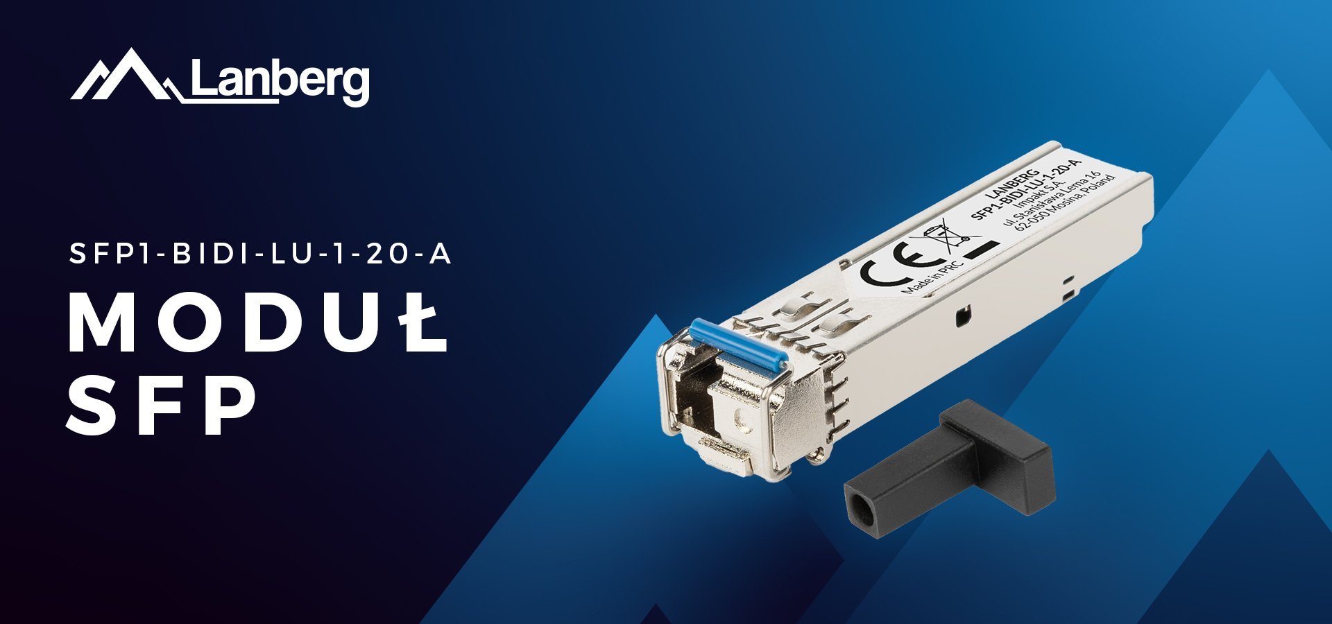 Moduł SFP Lanberg Światłowodowy SFP BIDI do 20KM 1GB/S 1310NM/1550NM gigabit LC/UPC A SFP1-BIDI-LU-1-20-A