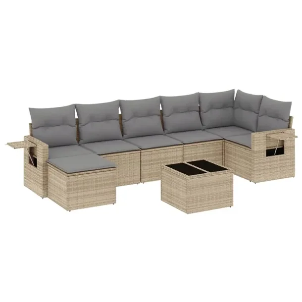 Zestaw mebli ogrodowych beżowy z rattanem PE, wymiary: 62 x 62 x 69 cm