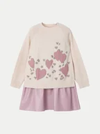 Sukienki i spódniczki dla dziewczynek - Mayoral Komplet sweter i sukienka 4925 Beżowy Regular Fit - miniaturka - grafika 1