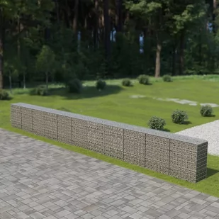 vidaxl Murek gabionowy z pokrywami, galwanizowana stal, 900x50x100 cm - Ogrodzenia - miniaturka - grafika 1