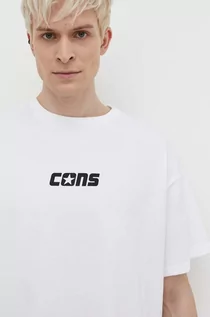 Koszulki męskie - Converse t-shirt bawełniany męski kolor biały z nadrukiem - grafika 1