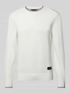 Sweter z dzianiny z naszywką z logo - Swetry męskie - miniaturka - grafika 1