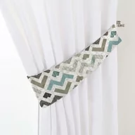 Akcesoria do wystroju okien - Dekoria.pl Dekoria.pl Podwiązka Victoria wzór geometryczny w odcieniach pastelowego błękitu i beżu na jasnym tle 12 × 70 cm Modern 335-141-93 - miniaturka - grafika 1