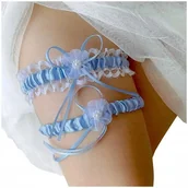 Komplety bielizny - Podwiązka Ślubna BIAŁA KORONKA Niebieska Błękitna KOMPLET DWÓCH PODWIĄZEK 2 - miniaturka - grafika 1