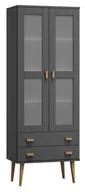 Witryny - Witryna drewniana Venuci 2 szuflady 89 cm szara - miniaturka - grafika 1