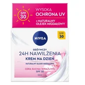Kremy do twarzy - Nivea 24H Nawilżenia odżywczy krem na dzień cera sucha i wrażliwa SPF30 50ml - miniaturka - grafika 1