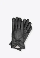 Rękawiczki - Damskie rękawiczki z naturalnej skóry owczej ocieplane czarne - miniaturka - grafika 1