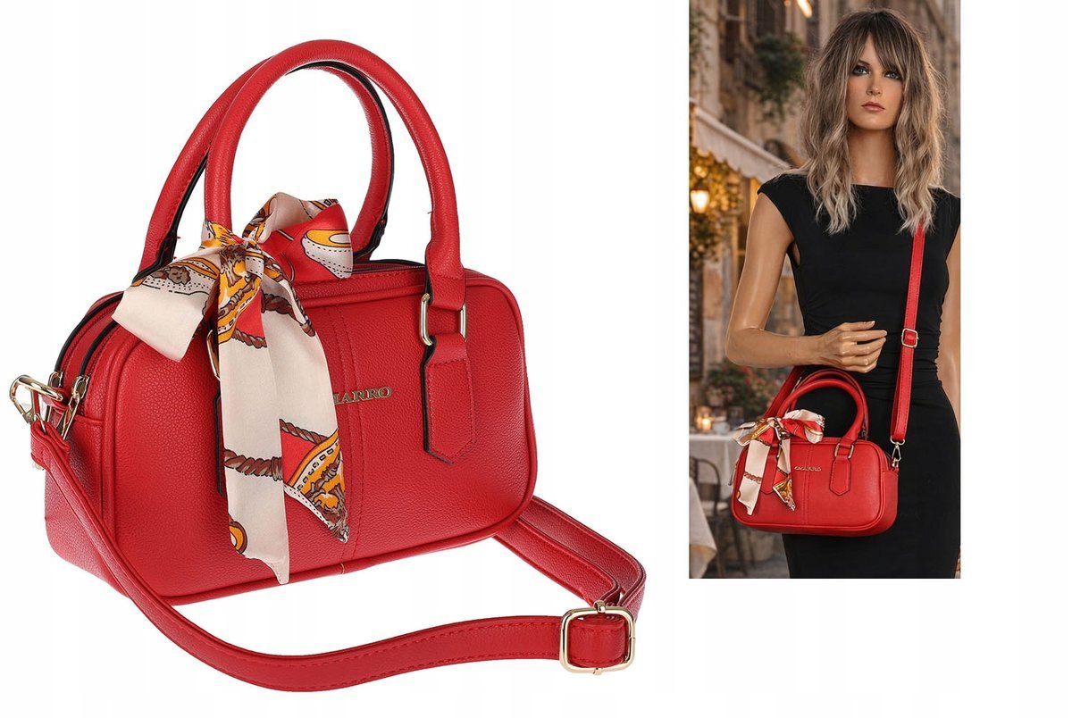 Torebka damska CHARRO pojemna Listonoszka kuferek CH662179 Czerwona