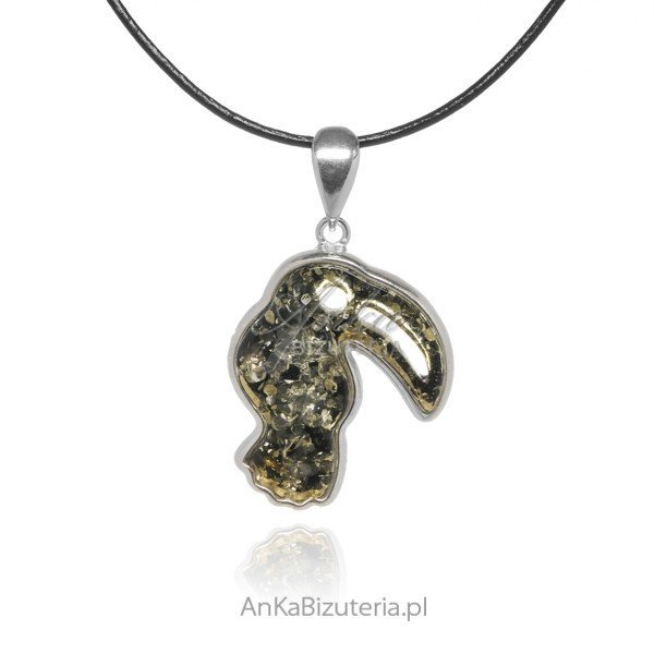 ankabizuteria.pl Zawieszka srebrna z zielonym bursztynem TUKAN