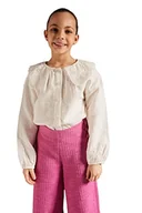 Bluzki damskie - DeFacto Dziewczęca bluzka z długim rękawem, koszula z guzikami, do noszenia na co dzień, beżowy, 10-11 Lata - miniaturka - grafika 1