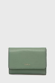 Portfele - Furla portfel skórzany damski kolor zielony - grafika 1