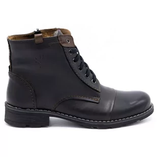 Buty męskie skórzane trzewiki 312 czarne - Buty Olivier - Półbuty męskie - miniaturka - grafika 1