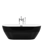 Wanny - Shumee Wanna Shumee Wanna wolnostojąca 160 x 75 cm czarna CARRERA 253858 - miniaturka - grafika 1