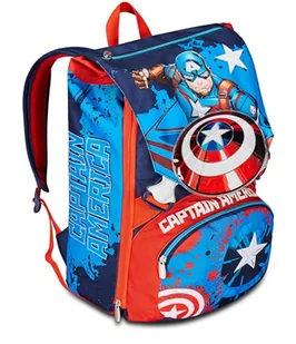 Seven Disney Rozszerzany plecak szkolny - CAPTAIN AMERICA LEGENDARY AVENGER, niebieski czerwony biały - plecak z podwójną komorą, kieszeń na butelkę, plecak dla dzieci - Marvel Merchandising, - Plecaki szkolne i tornistry - miniaturka - grafika 1