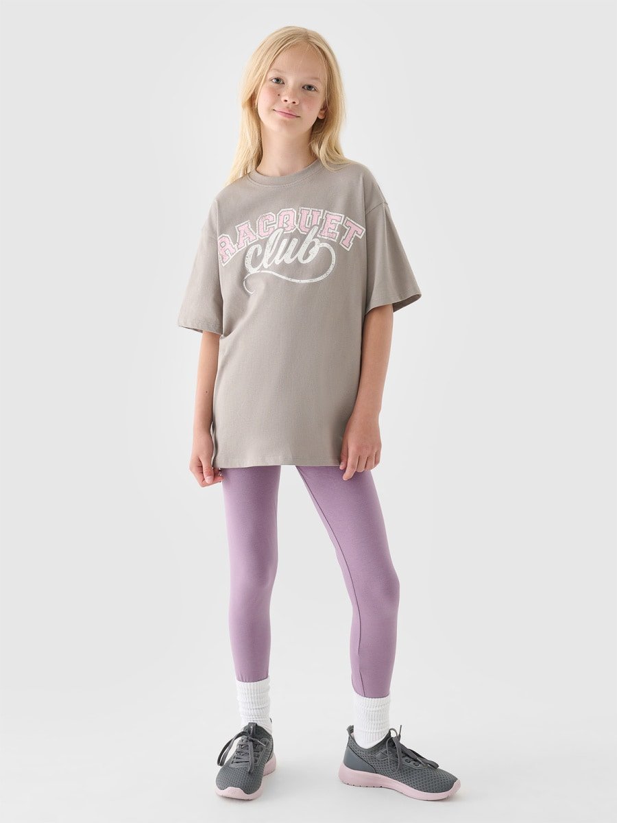 Legginsy dzianinowe dziewczęce 4F 4FJRAW24TTIGF239-51S Fioletowy 146