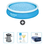 Parasole ogrodowe - Okrągły nadmuchiwany basen Fast-Set Bestway - 366 x 76 cm - niebieski - zawiera pompkę - paski testowe - żagiel przeciwsłoneczny - miniaturka - grafika 1