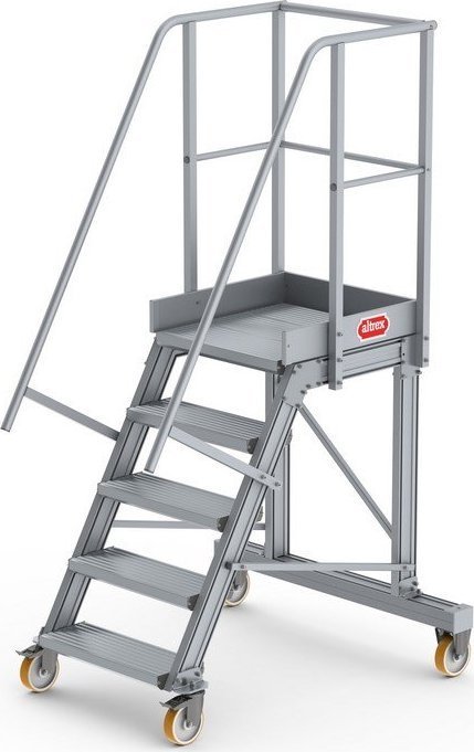 Lero Aluminiowy podest roboczy jezdny wys. 123 cm, 5 stopni, 4 koła