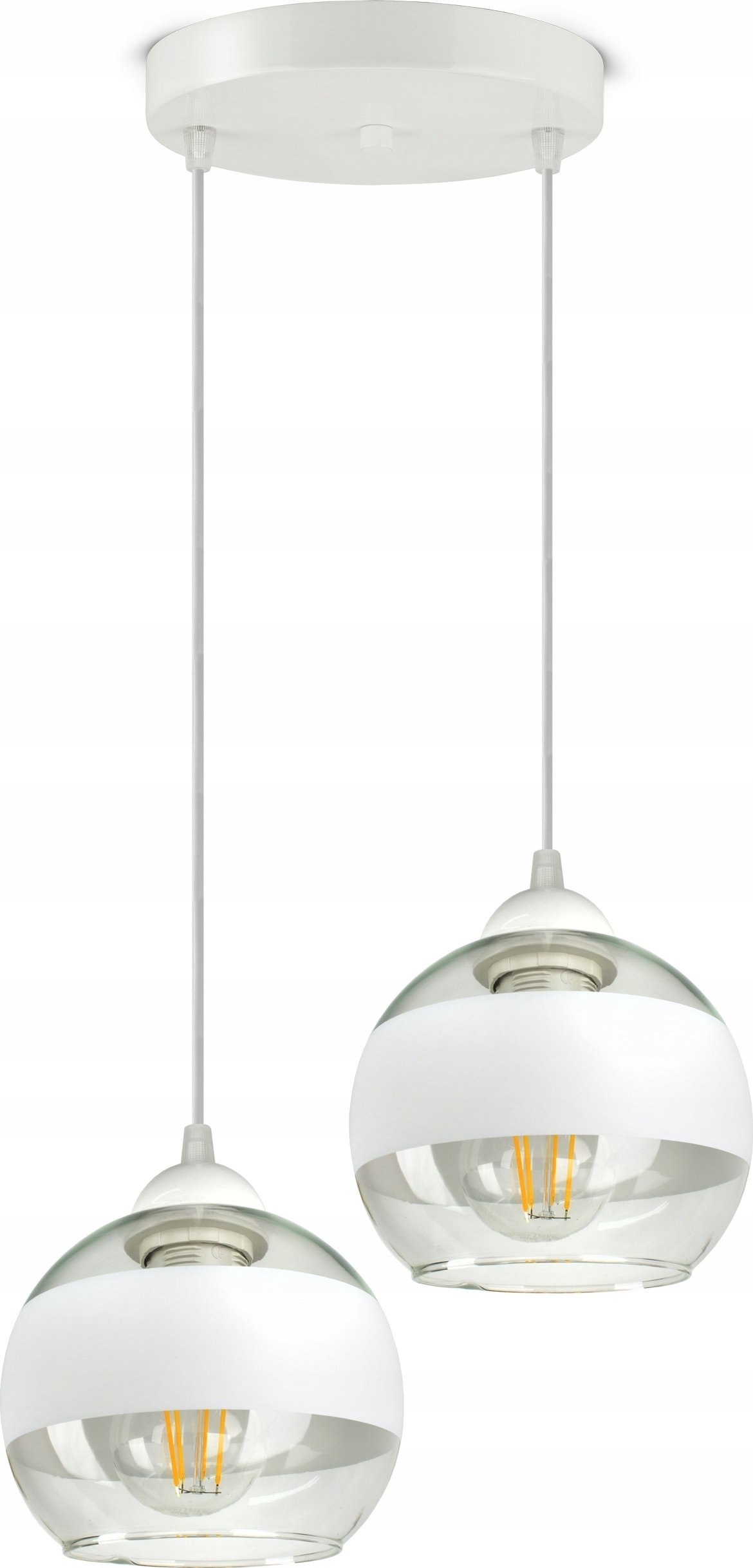 Lampa Wisząca Sufitowa Żyrandol Biała Szklane Kule White Belt EZ2 LED E27