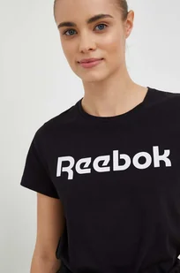 Reebok t-shirt bawełniany kolor czarny - Koszulki sportowe damskie - miniaturka - grafika 1