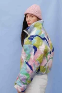 Kurtki damskie - 100% wełna kolorowa kurtka bomberka - miniaturka - grafika 1