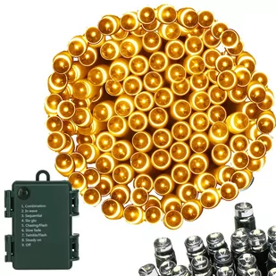 Lampki choinkowe 50 Led na baterie ciepły biały z programatorem - Oświetlenie świąteczne - miniaturka - grafika 1