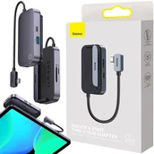 Stacje dokujące i replikatory portów - Stacja dokująca BASEUS PadJoy Series 6in1 Szary - miniaturka - grafika 1