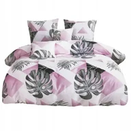 Pościel - POŚCIEL 160x200 SATYNA BAWEŁNIANA NOWOCZESNY KOMPLET 2 POSZEWKI LIŚCIE - miniaturka - grafika 1