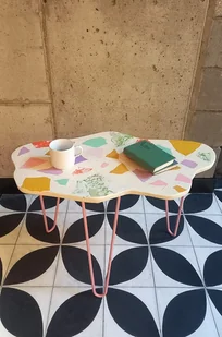 Stolik kawowy chmurka, beżowy, lastryko na metalowych nogach, do salonu - Ławy i stoliki kawowe - miniaturka - grafika 1