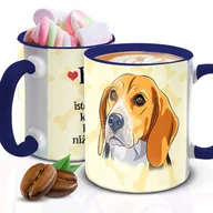 Kubki - Kubek Z Nadrukiem BEAGLE KOCHA NAJBARDZIEJ PSY Granatowo Biały Kreator - miniaturka - grafika 1