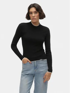 Vero Moda Sweter Flouncy 10299604 Czarny Slim Fit - Swetry damskie - miniaturka - grafika 1