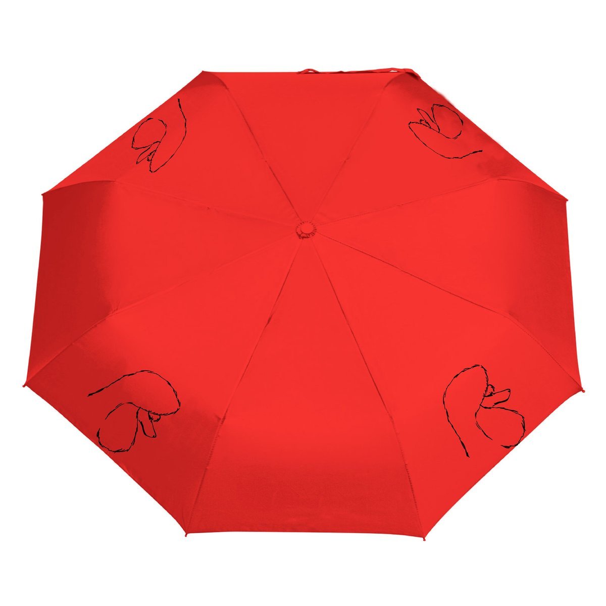 Parasol z Psami Parasolka Pudel Składana, Lekka, Wiatroodporna Czerwony