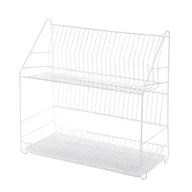 Suszarki do naczyń - Suszarka do naczyń 2-poziomowa 50 cm biała wysoka uniwersalna z tacką - miniaturka - grafika 1