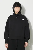 Bluzy damskie - The North Face bluza W Essential Qz Crew damska kolor czarny z nadrukiem NF0A854HJK31 - miniaturka - grafika 1