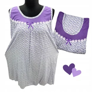 BAWEŁNA KOSZULA NOCNA na ramiączkach drobny kwiat prezent fiolet 48 50 4XL - Bielizna nocna - miniaturka - grafika 1